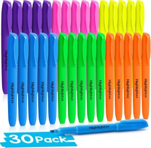 V-Opitos 30 Pack Highlighters in 6 Assorted Colors